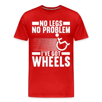 Personnes en fauteuil roulant Fauteuil roulant - T-shirt bio Premium Homme - rouge - Devant - Damien (186cm)