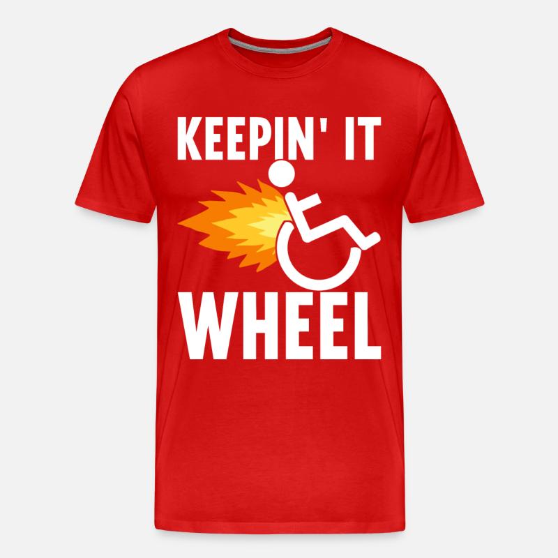 Rollstuhlfahrer Rollstuhl - Männer Premium Bio T-Shirt - Rot