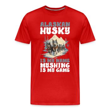 Sledding Sled dogs - Men's Premium Organic T-Shirt - red - Front - Damien (186cm)