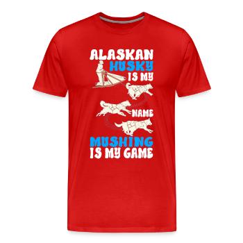 Sledding Sled dogs - Men's Premium Organic T-Shirt - red - Front - Damien (186cm)