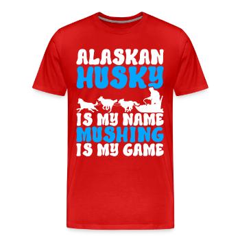 Sledding Sled dogs - Men's Premium Organic T-Shirt - red - Front - Damien (186cm)