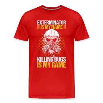 Schädlingsbekämpfung Kammerjäger - Männer Premium Bio T-Shirt - Rot - Vorne - Damien (186cm)