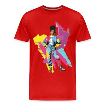 90s 90er Jahre Musik Bunt Party Karneval Kostüm - Männer Premium Bio T-Shirt - Rot - Vorne - Damien (186cm)