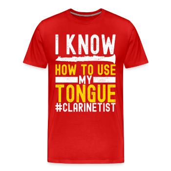 Klarinette Blasinstrument Klarinettenspieler - Männer Premium Bio T-Shirt - Rot - Vorne - Damien (186cm)