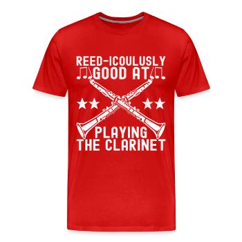 Klarinette Blasinstrument Klarinettenspieler - Männer Premium Bio T-Shirt - Rot - Vorne - Damien (186cm)