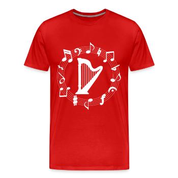 Harp design for harpists - Men's Premium Organic T-Shirt - red - Front - Damien (186cm)
