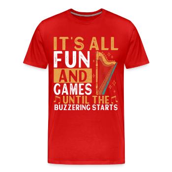 Harp design for harpists - Men's Premium Organic T-Shirt - red - Front - Damien (186cm)