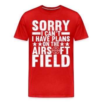 Pistolet Airsoft Airsoft Hobby - T-shirt bio Premium Homme - rouge - Devant - Damien (186cm)