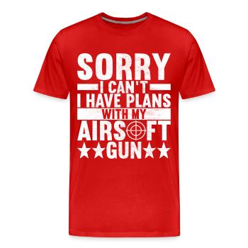 Pistolet Airsoft Airsoft Hobby - T-shirt bio Premium Homme - rouge - Devant - Damien (186cm)
