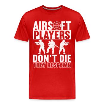 Pistolet Airsoft Airsoft Hobby - T-shirt bio Premium Homme - rouge - Devant - Damien (186cm)