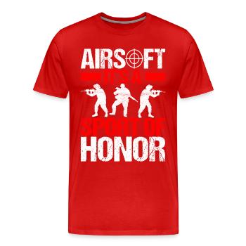 Pistolet Airsoft Airsoft Hobby - T-shirt bio Premium Homme - rouge - Devant - Damien (186cm)