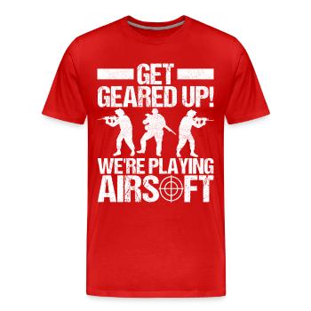 Pistolet Airsoft Airsoft Hobby - T-shirt bio Premium Homme - rouge - Devant - Damien (186cm)