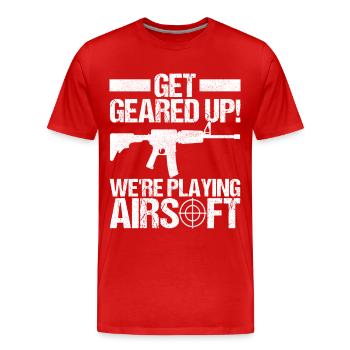 Pistolet Airsoft Airsoft Hobby - T-shirt bio Premium Homme - rouge - Devant - Damien (186cm)