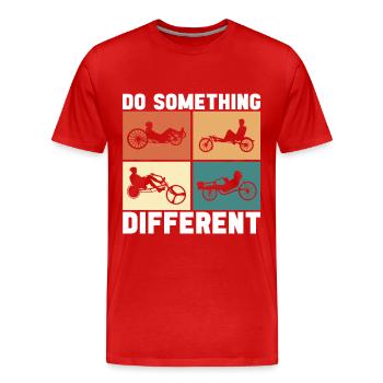 Tricycle couché Liegetrike Liegedreirad - T-shirt bio Premium Homme - rouge - Devant - Damien (186cm)