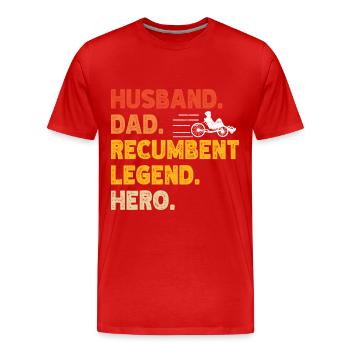 Tricycle couché Liegetrike Liegedreirad - T-shirt bio Premium Homme - rouge - Devant - Damien (186cm)