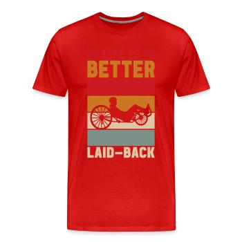 Tricycle couché Liegetrike Liegedreirad - T-shirt bio Premium Homme - rouge - Devant - Damien (186cm)