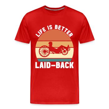 Tricycle couché Liegetrike Liegedreirad - T-shirt bio Premium Homme - rouge - Devant - Damien (186cm)