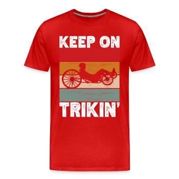 Tricycle couché Liegetrike Liegedreirad - T-shirt bio Premium Homme - rouge - Devant - Damien (186cm)