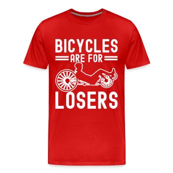 Tricycle couché Liegetrike Liegedreirad - T-shirt bio Premium Homme - rouge - Devant - Damien (186cm)