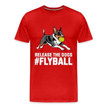 Flyball Sports canins - T-shirt bio Premium Homme - rouge - Devant - Damien (186cm)