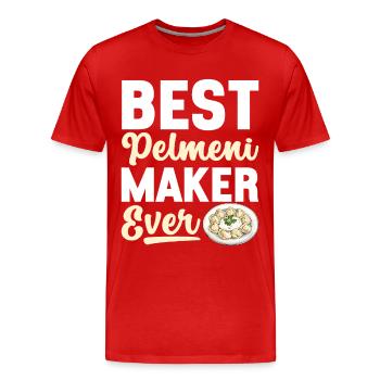 Pelmeni Russian Cuisine - Men's Premium Organic T-Shirt - red - Front - Damien (186cm)