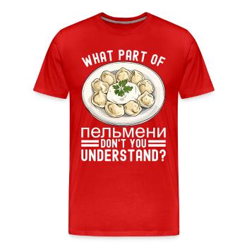 Pelmeni Russian Cuisine - Men's Premium Organic T-Shirt - red - Front - Damien (186cm)