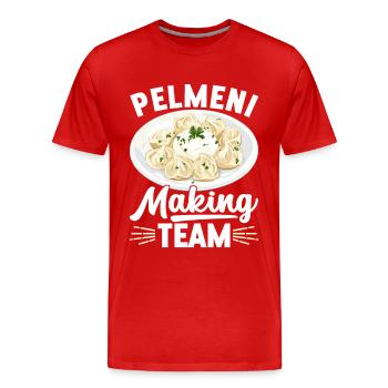 Pelmeni Russian Cuisine - Men's Premium Organic T-Shirt - red - Front - Damien (186cm)