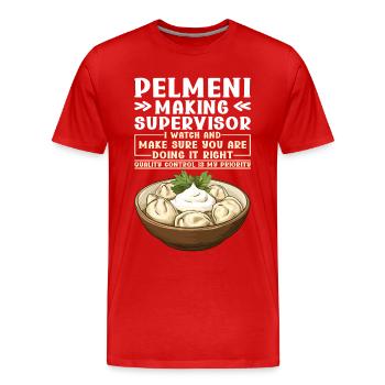 Pelmeni Russian Cuisine - Men's Premium Organic T-Shirt - red - Front - Damien (186cm)
