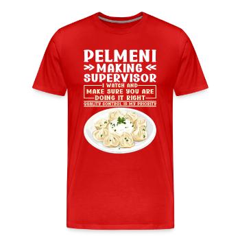 Pelmeni Russian Cuisine - Men's Premium Organic T-Shirt - red - Front - Damien (186cm)