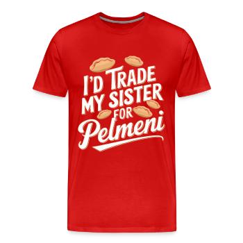 Pelmeni Russian Cuisine - Men's Premium Organic T-Shirt - red - Front - Damien (186cm)