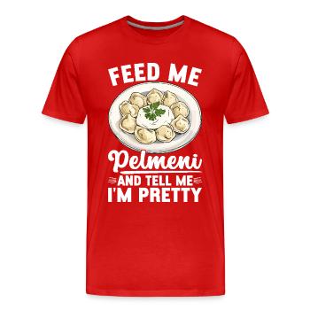 Pelmeni Russian Cuisine - Men's Premium Organic T-Shirt - red - Front - Damien (186cm)