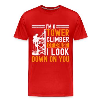 Industrial Climbers Tower Climbers Industrial Climbing - Men's Premium Organic T-Shirt - red - Front - Damien (186cm)
