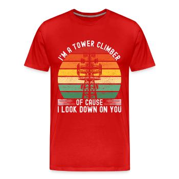 Industrial Climbers Tower Climbers Industrial Climbing - Men's Premium Organic T-Shirt - red - Front - Damien (186cm)
