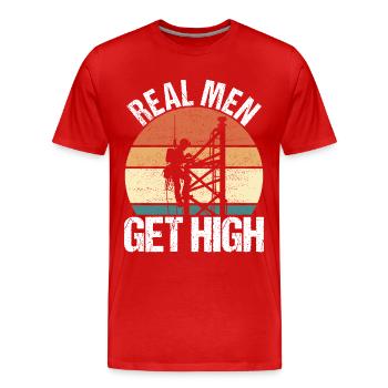 Industrial Climbers Tower Climbers Industrial Climbing - Men's Premium Organic T-Shirt - red - Front - Damien (186cm)