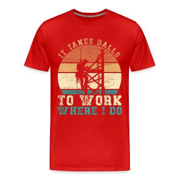 Industrial Climbers Tower Climbers Industrial Climbing - Men's Premium Organic T-Shirt - red - Front - Damien (186cm)