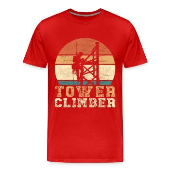 Industrial Climbers Tower Climbers Industrial Climbing - Men's Premium Organic T-Shirt - red - Front - Damien (186cm)