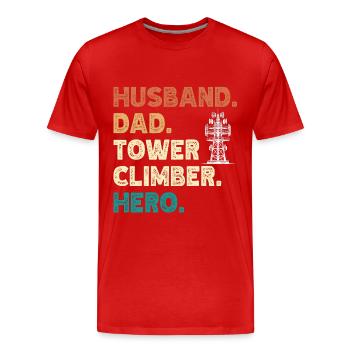 Industrial Climbers Tower Climbers Industrial Climbing - Men's Premium Organic T-Shirt - red - Front - Damien (186cm)