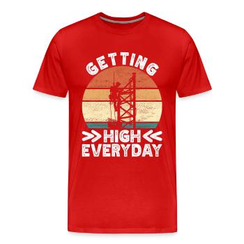 Industrial Climbers Tower Climbers Industrial Climbing - Men's Premium Organic T-Shirt - red - Front - Damien (186cm)