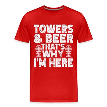 Industrial Climbers Tower Climbers Industrial Climbing - Men's Premium Organic T-Shirt - red - Front - Damien (186cm)