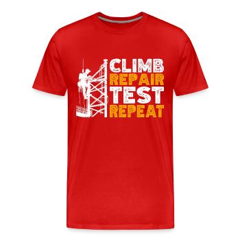 Industrial Climbers Tower Climbers Industrial Climbing - Men's Premium Organic T-Shirt - red - Front - Damien (186cm)