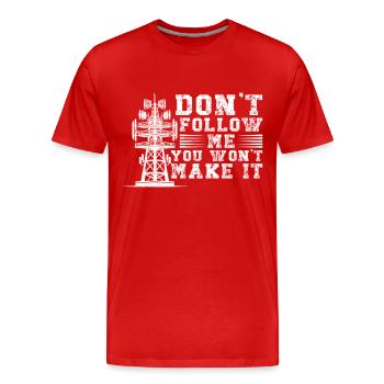 Industrial Climbers Tower Climbers Industrial Climbing - Men's Premium Organic T-Shirt - red - Front - Damien (186cm)