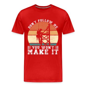 Industriekletterer Tower Climber Industrieklettern - Männer Premium Bio T-Shirt - Rot - Vorne - Damien (186cm)