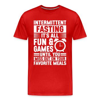 Jeûne intermittent Jeûne intermittent - T-shirt bio Premium Homme - rouge - Devant - Damien (186cm)