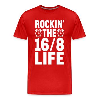 Jeûne intermittent Jeûne intermittent - T-shirt bio Premium Homme - rouge - Devant - Damien (186cm)