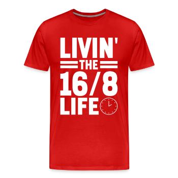 Jeûne intermittent Jeûne intermittent - T-shirt bio Premium Homme - rouge - Devant - Damien (186cm)