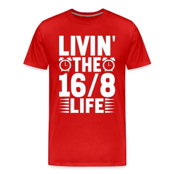 Jeûne intermittent Jeûne intermittent - T-shirt bio Premium Homme - rouge - Devant - Damien (186cm)