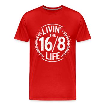 Jeûne intermittent Jeûne intermittent - T-shirt bio Premium Homme - rouge - Devant - Damien (186cm)