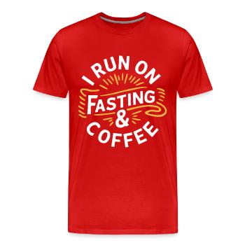 Jeûne intermittent Jeûne intermittent - T-shirt bio Premium Homme - rouge - Devant - Damien (186cm)