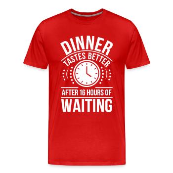 Jeûne intermittent Jeûne intermittent - T-shirt bio Premium Homme - rouge - Devant - Damien (186cm)