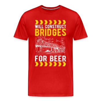 Ingénieur des ponts Construction de ponts - T-shirt bio Premium Homme - rouge - Devant - Damien (186cm)